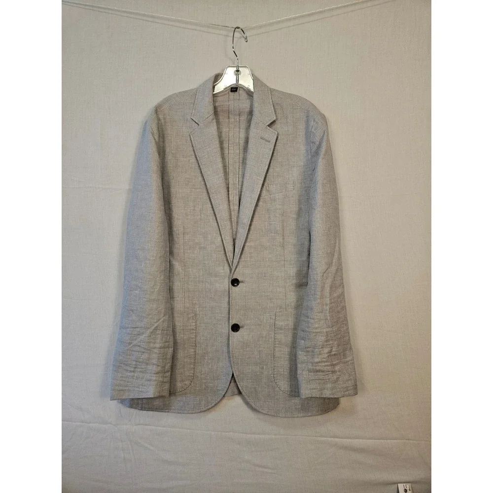 J.Crew Ludlow Slim Fit Linen Cotton Blazer Grey White K8601 Sport Coat Mens 42R